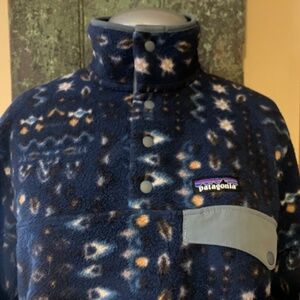 Patagonia Patterned Synchilla Snap-T Pullover – XS | Blue Cozy Fleece